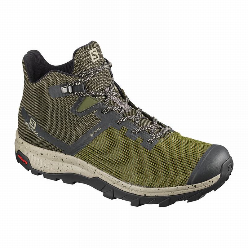 Zapatillas Trekking Salomon Hombre Verde Oliva / Negras - Salomon Argentina OUTLINE PRISM MID GORE-T